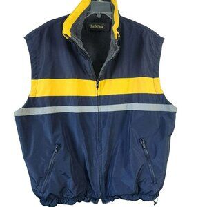 Back Pack Vintage Reversible Vest Blue Yellow Gray Nylon Polyester Fleece Men XL